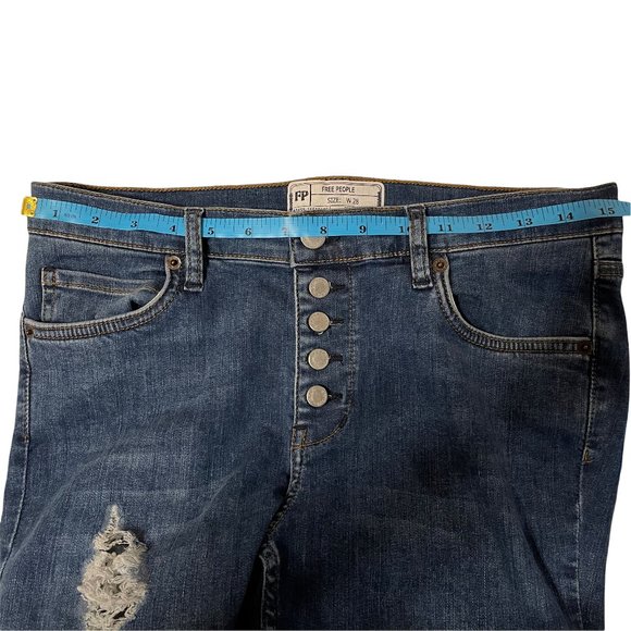 Free People Size 28 Heritage Button Fly Distressed Jeans - Picture 6 of 7